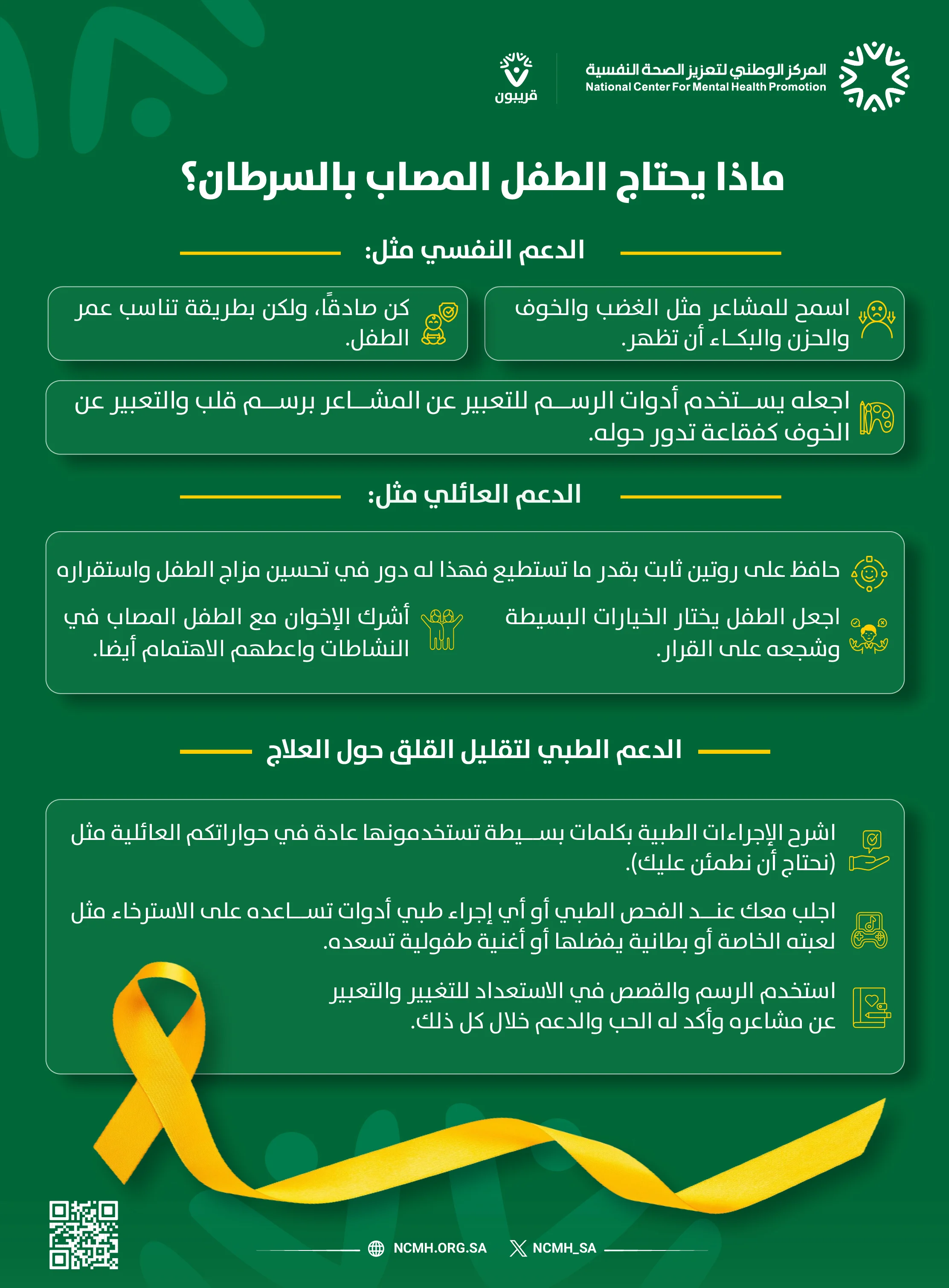 ماذا يحتاج الطفل المصاب بالسرطان؟